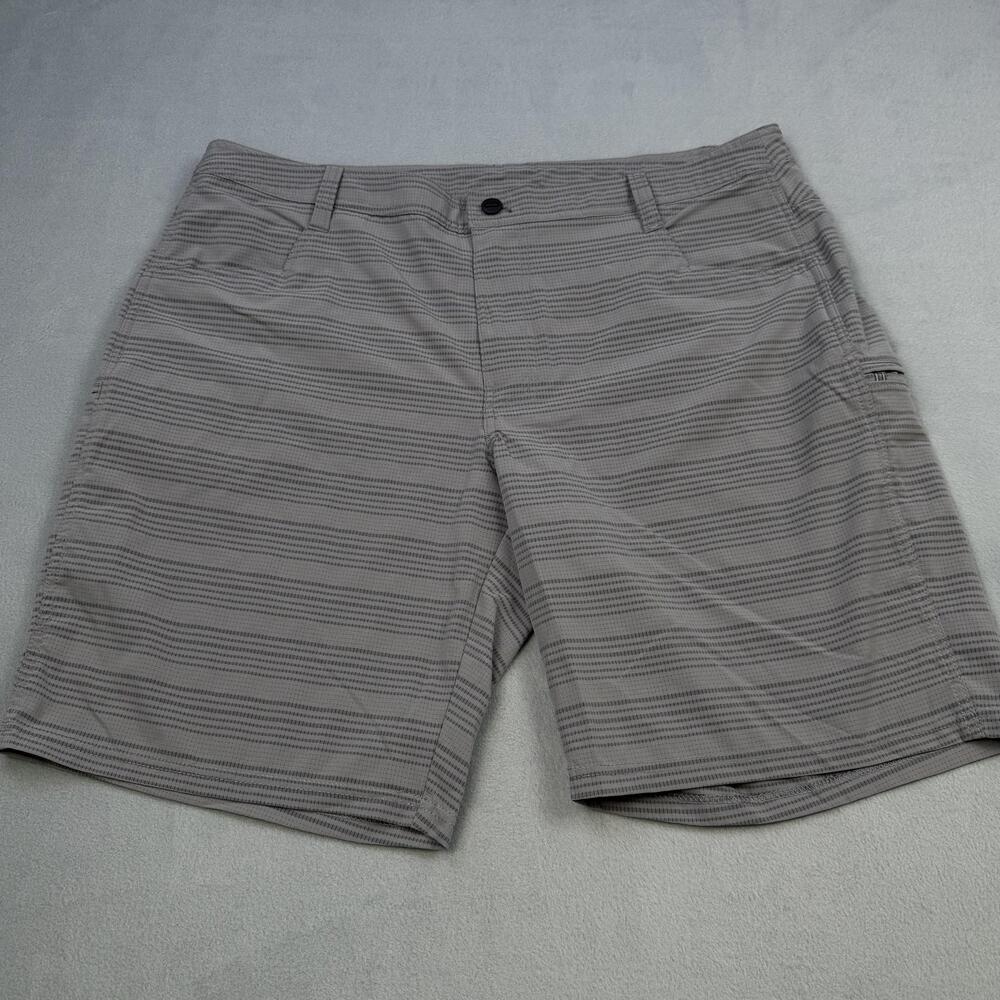 Kuhl Upriser Shorts Mens 40 Gray Stripe Performance Chino Stretch Hiking Trail